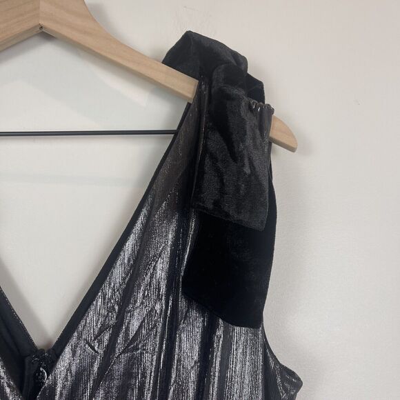 Sugar Lip Womens Maxi Dress Large Gunmetal Liquid Satin Tiered Whimsygoth Grunge - Picture 8 of 15